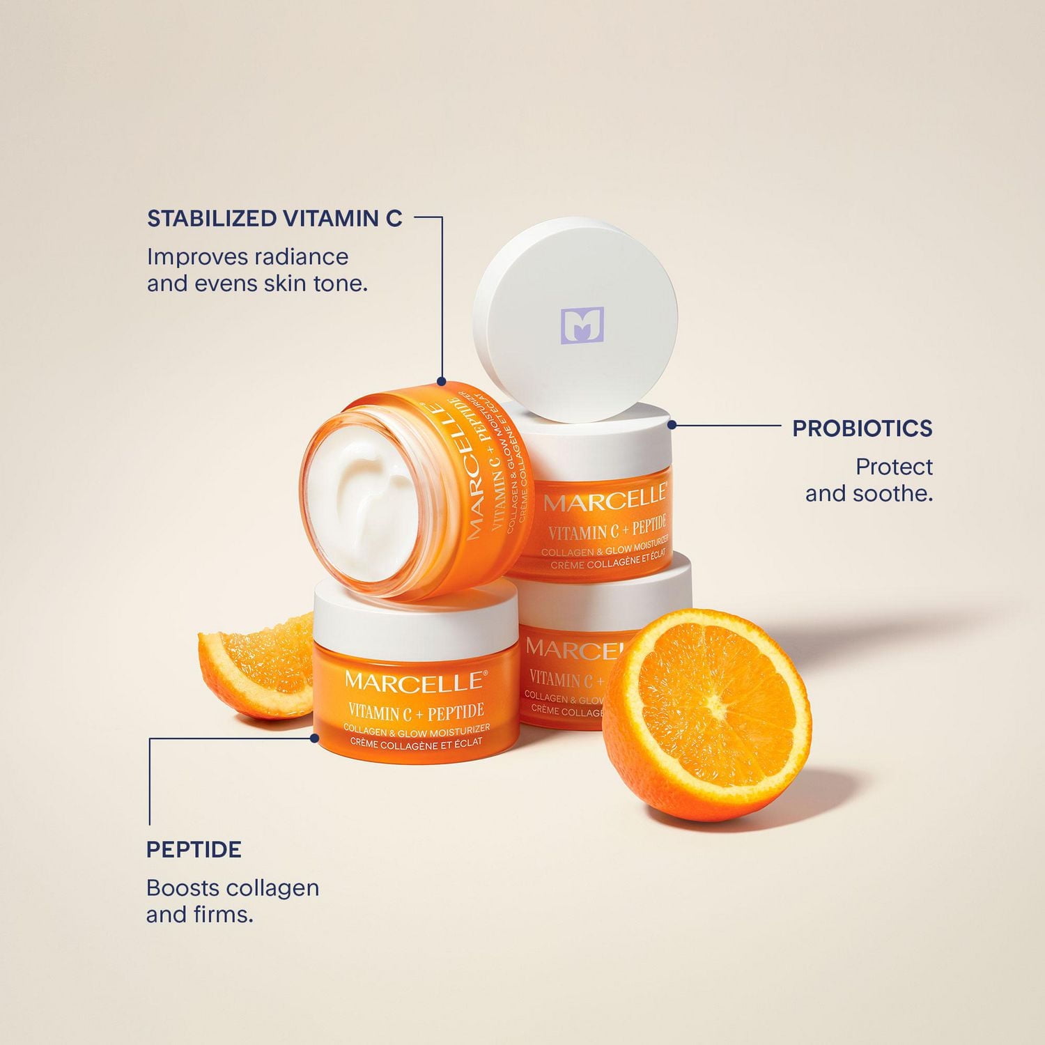 Marcelle Crème de jour et nuit collagène et éclat vitamine C + peptide, 50 ml
