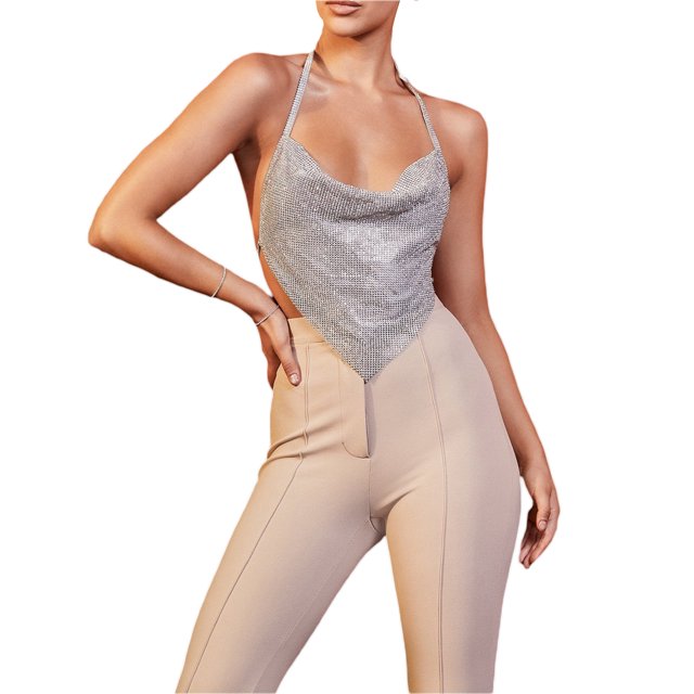 SAYOO Chaleco de cintura brillante para mujer SAYOO moda