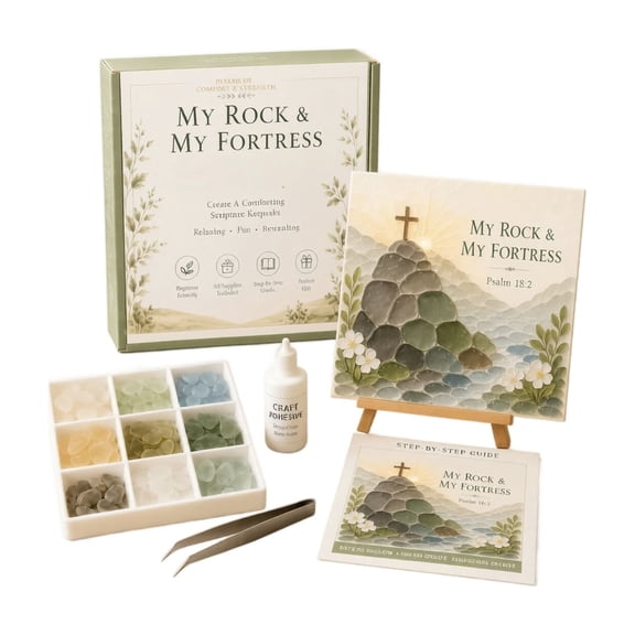 Natural Frosted Sea Glass Art DIY Kit, Scripture Themed Mosaic Craft Set with Complete Supplies, Relaxing Faith-Based Project for Home Decor & Gifting