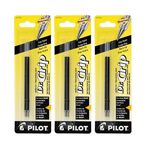 Pilot Better/EasyTouch/Dr Grip Retractable Ballpoint Pen Refills, 0.7mm, Fine Point, Black Ink, Pack of 6
