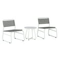 thumbnail image 4 of Freja 3-Piece Mid-Century Modern Faux Rattan Conversation Outdoor Patio Set, White/Gray, 4 of 6