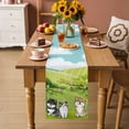 thumbnail image 2 of Japanese Aquatian Dogs Table Runner 36 Inches, Cute Cats Spring Green Trees Hills Bed Runner Dresser Scarves Tabletop for Indoor Outdoor Parties/Ceremony/Banquet, 13"x 36", 2 of 8