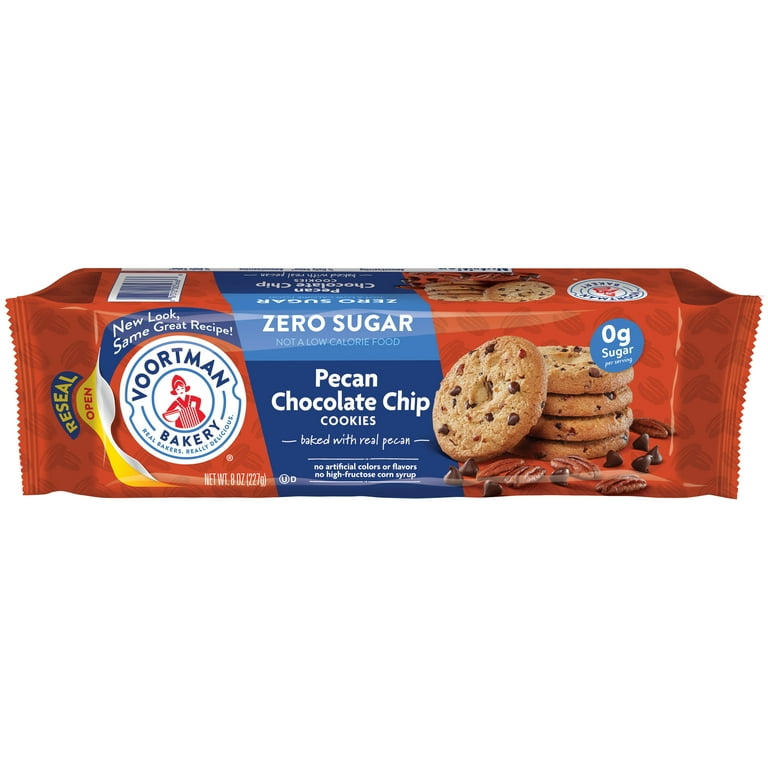 クッキー Voortman Pecan Chocolate Chip Cookies 8 oz, Crispy, No Artificial