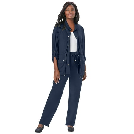 Jessica London Women's Plus Size 2-Piece Stretch Knit Cargo Set