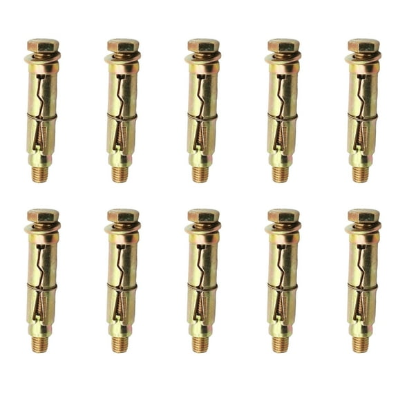 10Pieces M/8/10/12/6 Concrete Anchors Bolts Rustproof Fully Threaded for Indoor and Outdoor Use in Various Applications