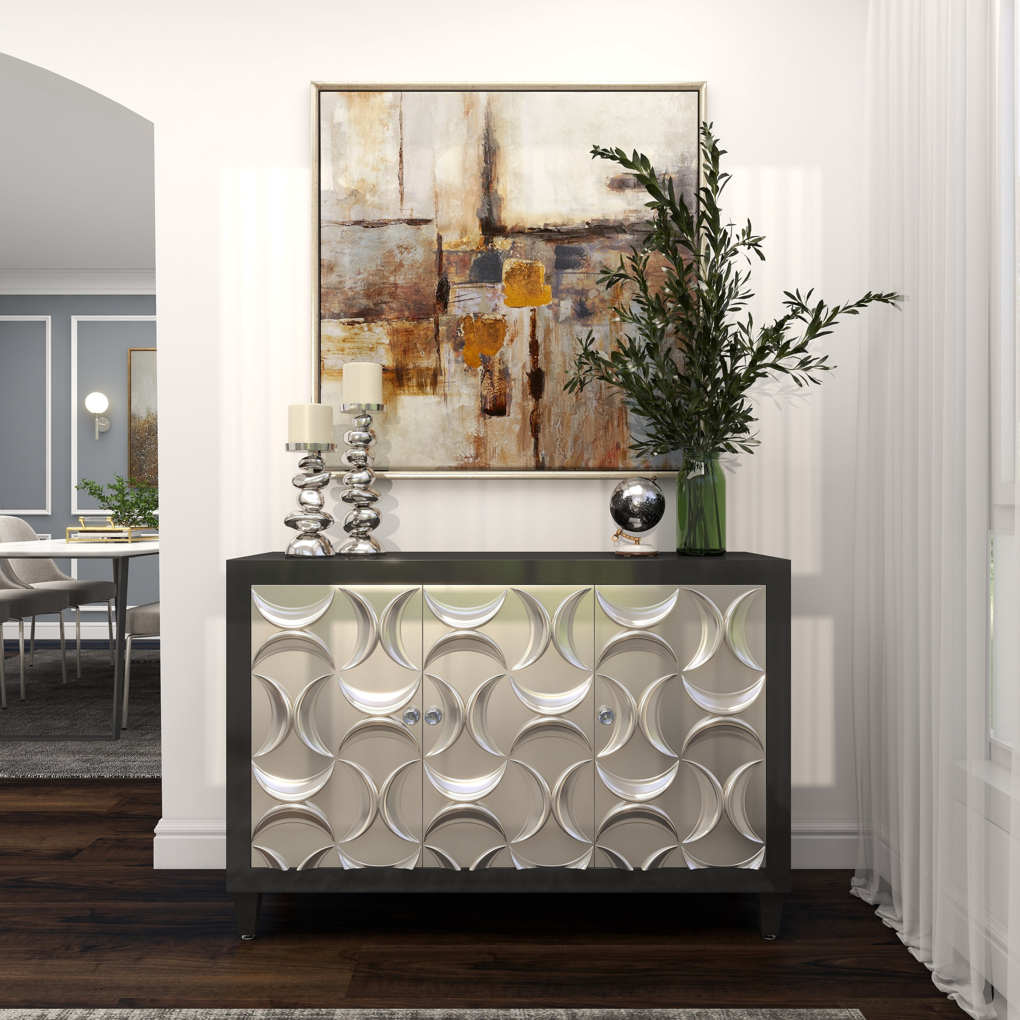 40" x 40" Abstract Framed Wall Art with Silver Frame, by DecMode