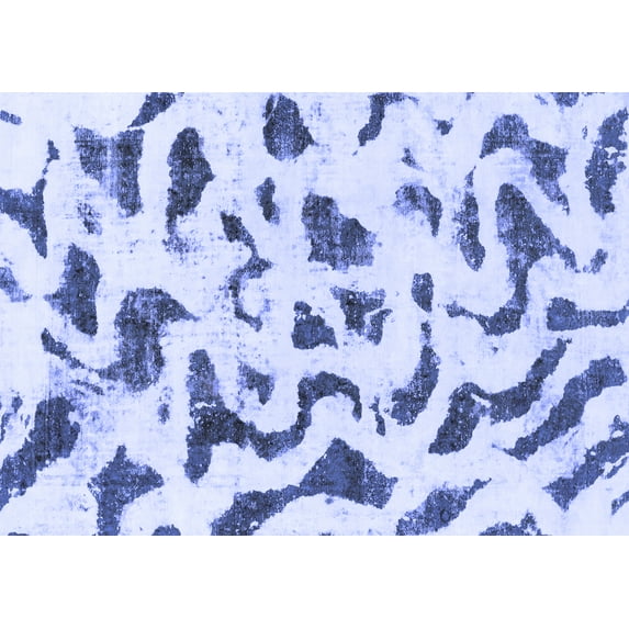 Ahgly Company Machine Washable Indoor Rectangle Abstract Blue Modern Area Rugs, 7' x 9'