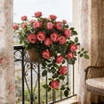 thumbnail image 2 of Guirnalda de rosas artificiales colgantes, arreglo floral artificial realista para decoración de pared, boda y jardín, rosas de tela realistas con hojas verdes naturales, flexible y maleable., 2 of 6