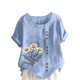 thumbnail image 3 of TaTaai Women's Everyday Casual Blouse, Linen Feel Round Neck T-Shirt, Short Sleeve Comfortable Top for All Occasions Gift, 3 of 5