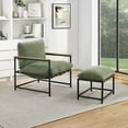 thumbnail image 2 of Sanders Sling Chair & Ottoman Matte Black Metal Frame in Green Chenille Fabric, 2 of 10