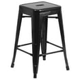 thumbnail image 3 of BizChair Commercial Grade 24" High Backless Black Metal Indoor-Outdoor Counter Height Stool with Square Seat, 3 of 13