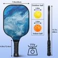 thumbnail image 4 of Pickleball Paddles Set Of 2, Fiberglass Surface, Turquoise Marble Pattern, 4 Balls & Bag, 4 of 5