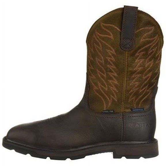 Ariat Men's Groundbreaker Wide Square H2O Steel Toe Work Boot  DARK BROWN