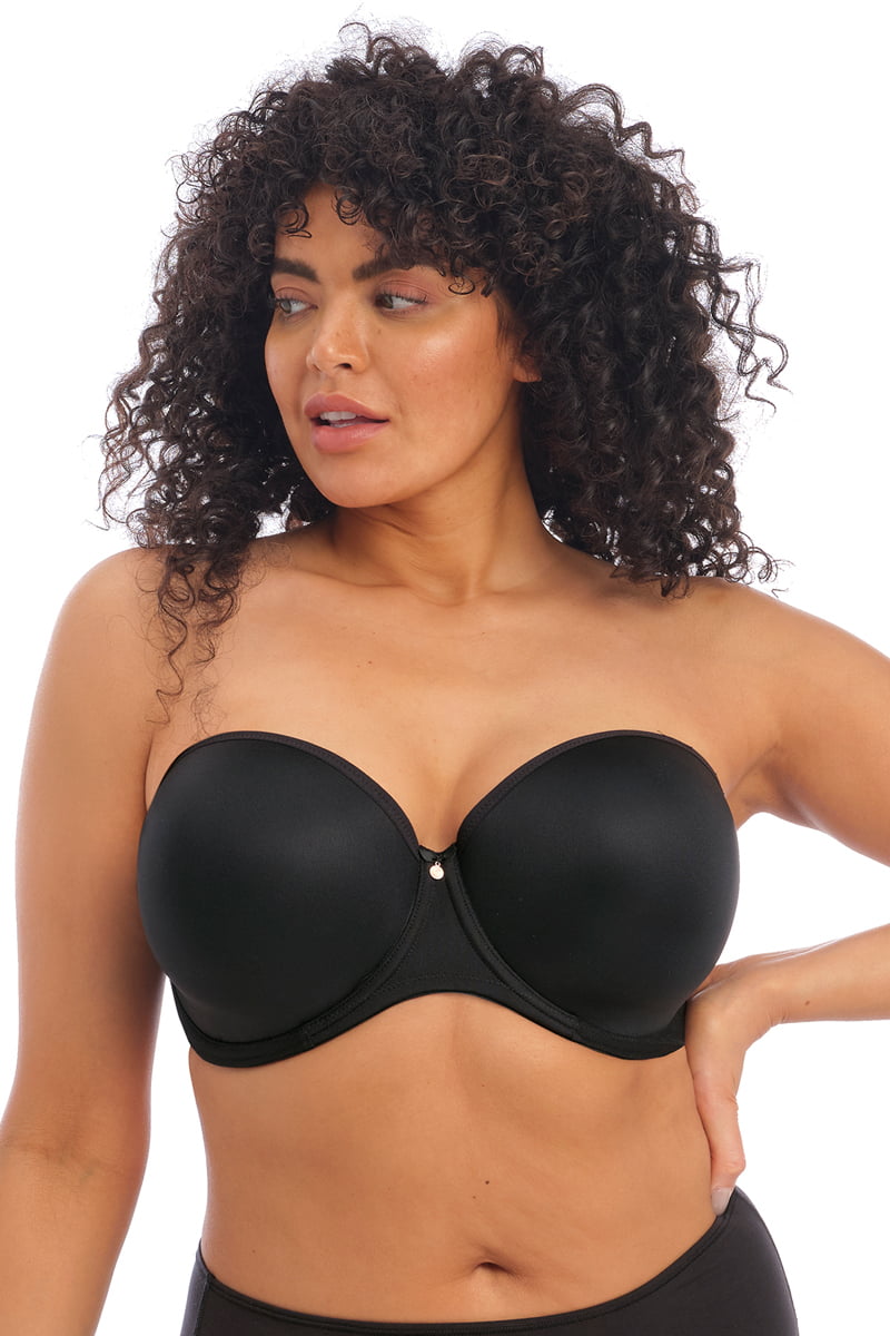 Women's Elomi Best EL4300 Smooth Underwire Moulded Convertible Strapless  Bra (Black 36G) 