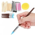 thumbnail image 2 of Cake Rubber Pen Brush Kit Clay Pottery Modeling Set, 24pcs Double-Head Wood Sculpture Cutter, For Sculpture DIY Pottery Handicraft Carvings Clay Sculptures, 2 of 8