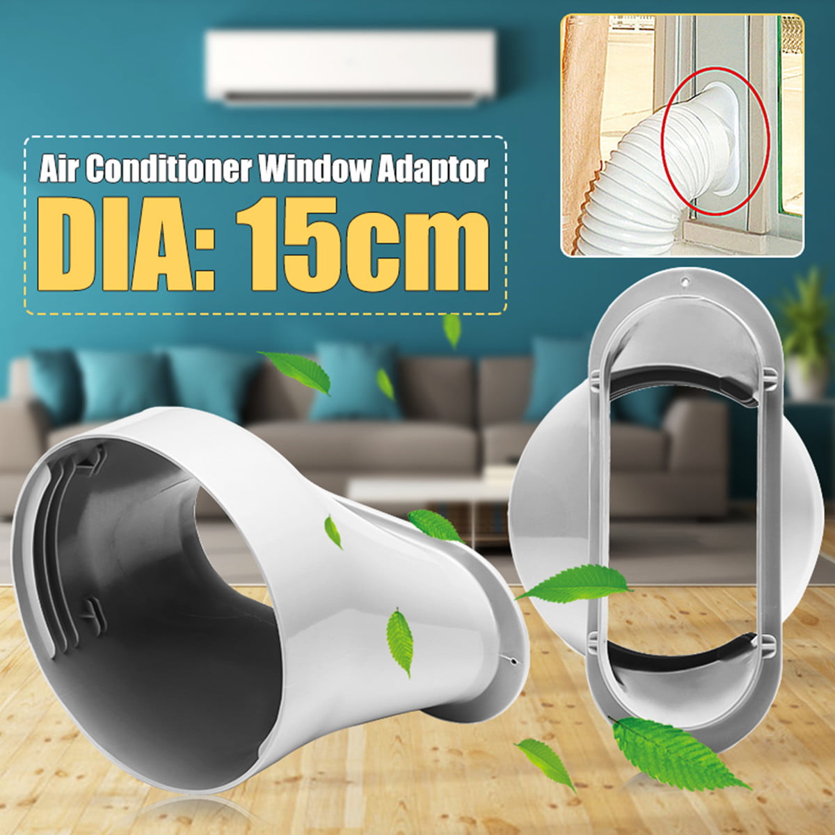 15CM Portable Air Conditioner Window Kit Plate Exhaust Duct Pipe Hose Interface 
