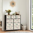 thumbnail image 6 of Sybels Dresser with 9 Drawers, Retro Floral Pattern Fabric Bins with Wooden Top for Bedroom, Closet, Entryway Hall, Brown, 6 of 8