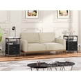 thumbnail image 5 of Nightstand Set of 2, Black Oak, with Charging Station and USB Ports, Side Tables with 2 Fabric Drawers, Bedside Tables with Storage Shelf & Hooks, for Living Room/Bedroom, 5 of 14
