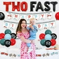thumbnail image 5 of Two Fast Birthday Decorations for Boys, Race Car 2nd Birthday Party Decoration Happy Birthday Banner Garland Cake Cupcake Topper Blue Red Balloon Number 2 Foil Balloon for 2 Year Old Boy Birthday, 5 of 7