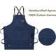 thumbnail image 3 of Zhuge Delantales de chef para hombres y mujeres con bolsillos grandes, delantal de trabajo resistente, ajustable, con espalda cruzada de lona de algodón, talla M a XXL (azul oscuro), 3 of 4