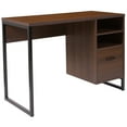 thumbnail image 2 of Merrick Lane Rustic Computer Desk with Shelving and Storage Drawer Metal Frame Pedestal Base Home Office Desk, 2 of 14