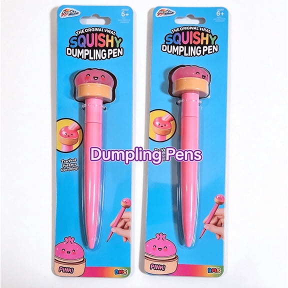 2 in 1 Fidget Toy Dumpling Squishy Pen Stress Relief Squeeze Ballpoint Pen Student Desk Decor
