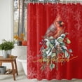 thumbnail image 4 of Christmas Shower Curtain, Winter Red Cardinal Pine Cone Branches Berry Waterproof Fabric Shower Curtains with 12 Hooks, Bathroom Curtain Set for Bathroom Accessories Decor, 60 x 72 Inches, 4 of 9