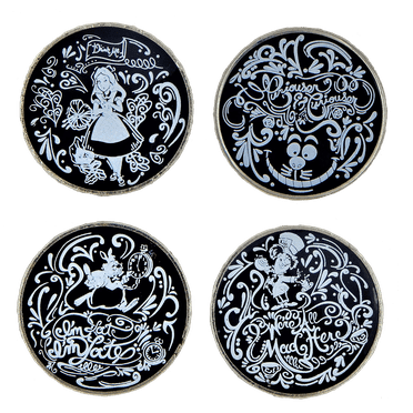 Alice In Wonderland 4 Chalkboard Sketch Disney Parks Trading Pin Set