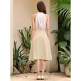 thumbnail image 5 of DARING DIVA Women's A-Line Pleated Front Business Work Flare Skirts Small Khaki, 5 of 7