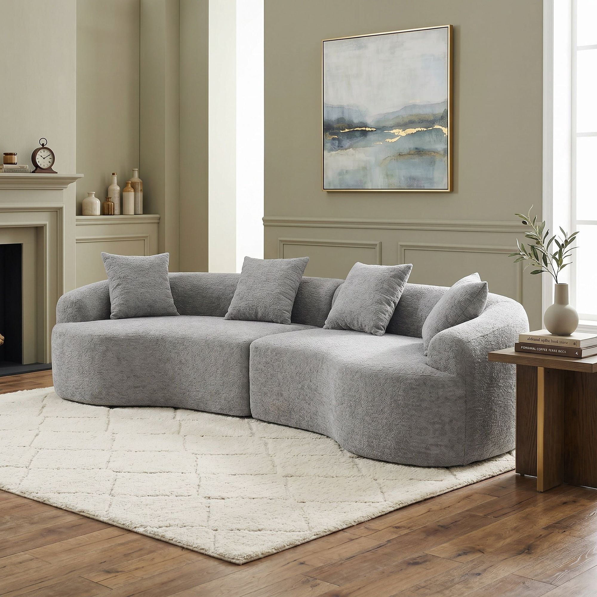 Sailvan 110" Boneless Modular Sectional, Chenille Sleeper Couch for Living Room Apartment