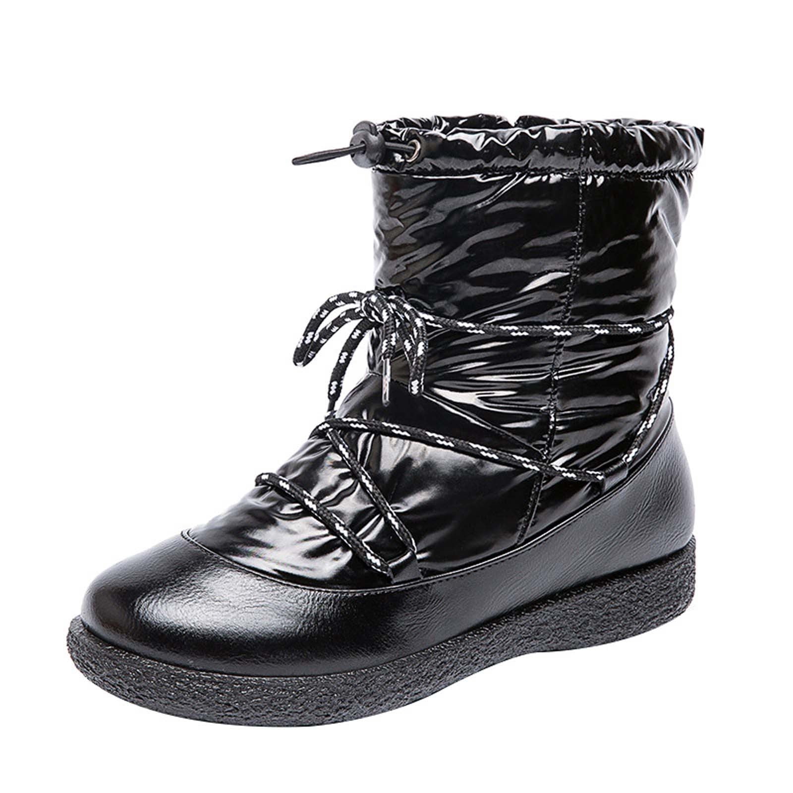Womens Ankle Boots Lace Up Low Heels Sport Casual Shoes Waterproof Antiskid Ladies Warm Booties