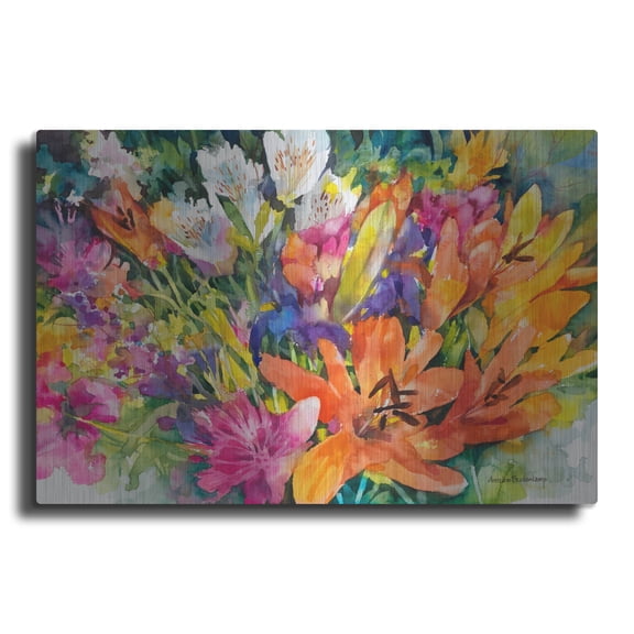 Luxe Metal Art 'Blooming Group'  by Annelein Beukenkamp Metal Wall Art, 24" x 16"
