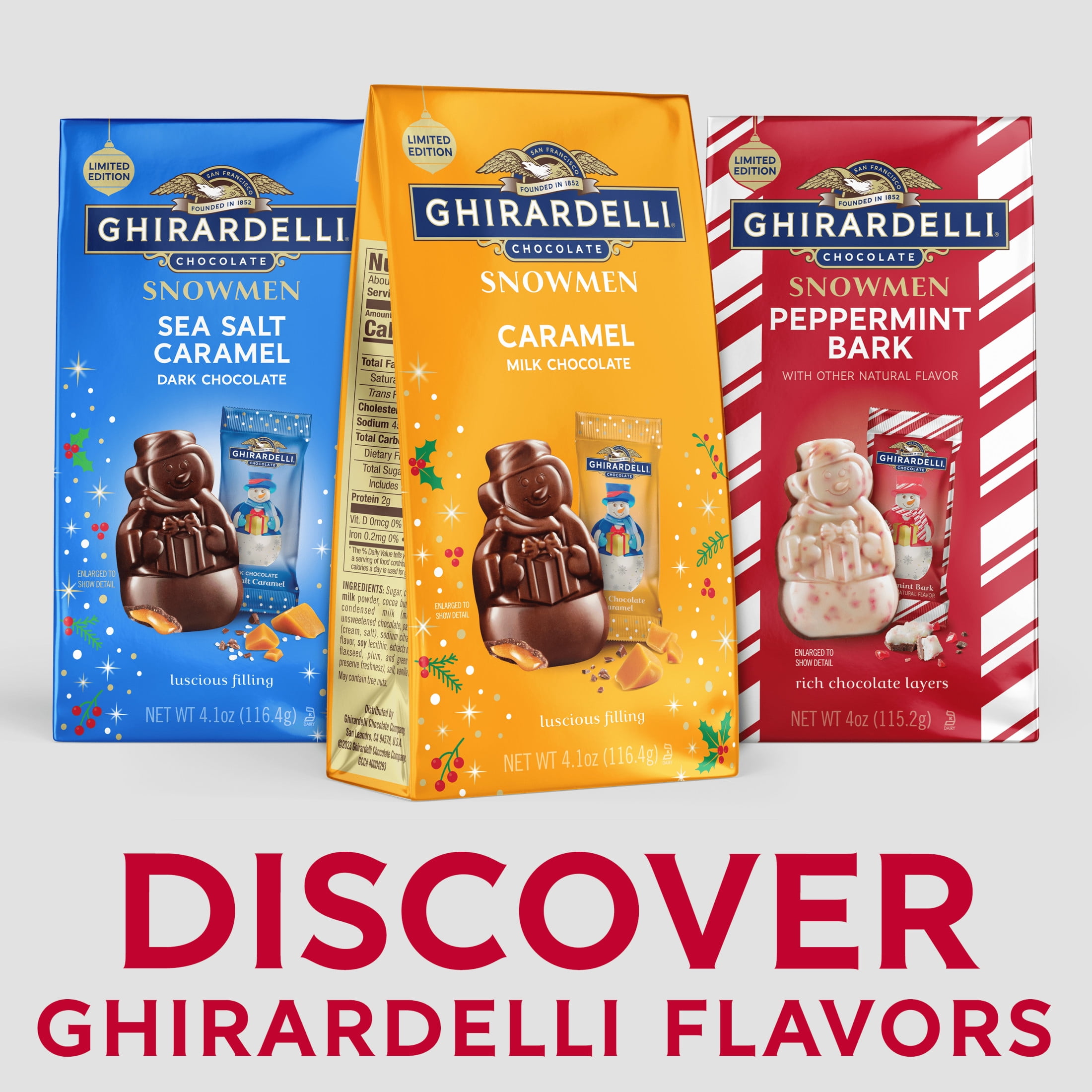 (10 pack) GHIRARDELLI Milk Chocolate Caramel Snowmen, 4.1 Oz Bag