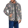 thumbnail image 3 of Zip Up Hoodies for Men - Floral Flower Checkerboard 90s Y2K Long Sleeve Comfrt Men'S Fashion Hoodies & Sweatshirts, Jackets for Men Hoodies Pullover Clothing Clothes with Pouch, 3 of 5