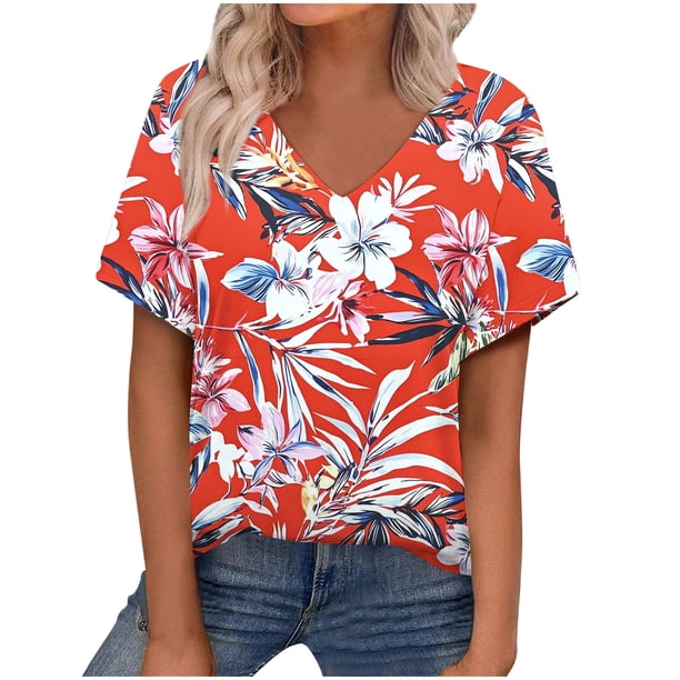 Camisetas Casuales de Manga Corta Plisada de la Moda de las Mujeres, Camiseta Cómoda de Poliéster para las Mujeres, Blusa de Primavera de Verano Lavado a Mano