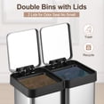 thumbnail image 1 of Cubo de basura doble para cocina u oficina – Acero inoxidable antihuellas – 2 compartimentos de 20L – Tapa suave y pedal – Ideal para reciclaje y residuos – Sin cubeta interior, 1 of 8