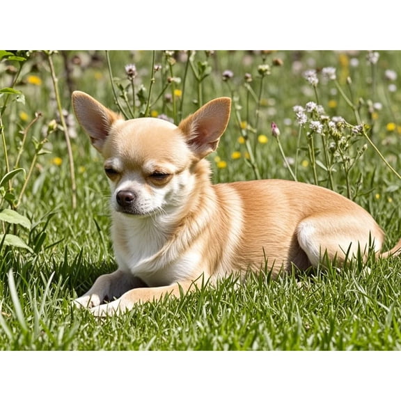 Fawn Chihuahua Diamond Art 5D Diamond Painting DIY Kits Full Round Drill Beads by Number Stitch Handmade Arts and Crafts for Home Wall Living Room Bedroom Decor 12x16 inch