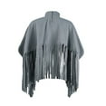 thumbnail image 4 of Femmes Col Roulé Franges Veste Batwing Vintage Pompon Cape Pull Oversize Robe Sweat-Shirt, 4 of 6