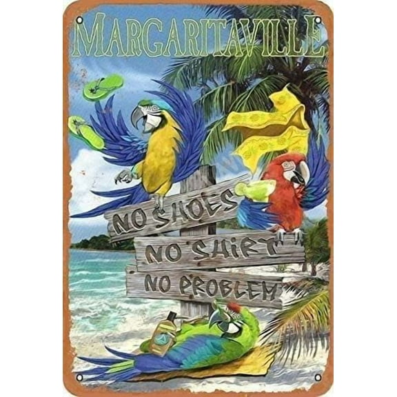 Margaritaville Nohoes Nohirt No Problem Pub Vintage Decor Poster Wall Art Decor Metal Metal Tin Sign 8x12 Inch
