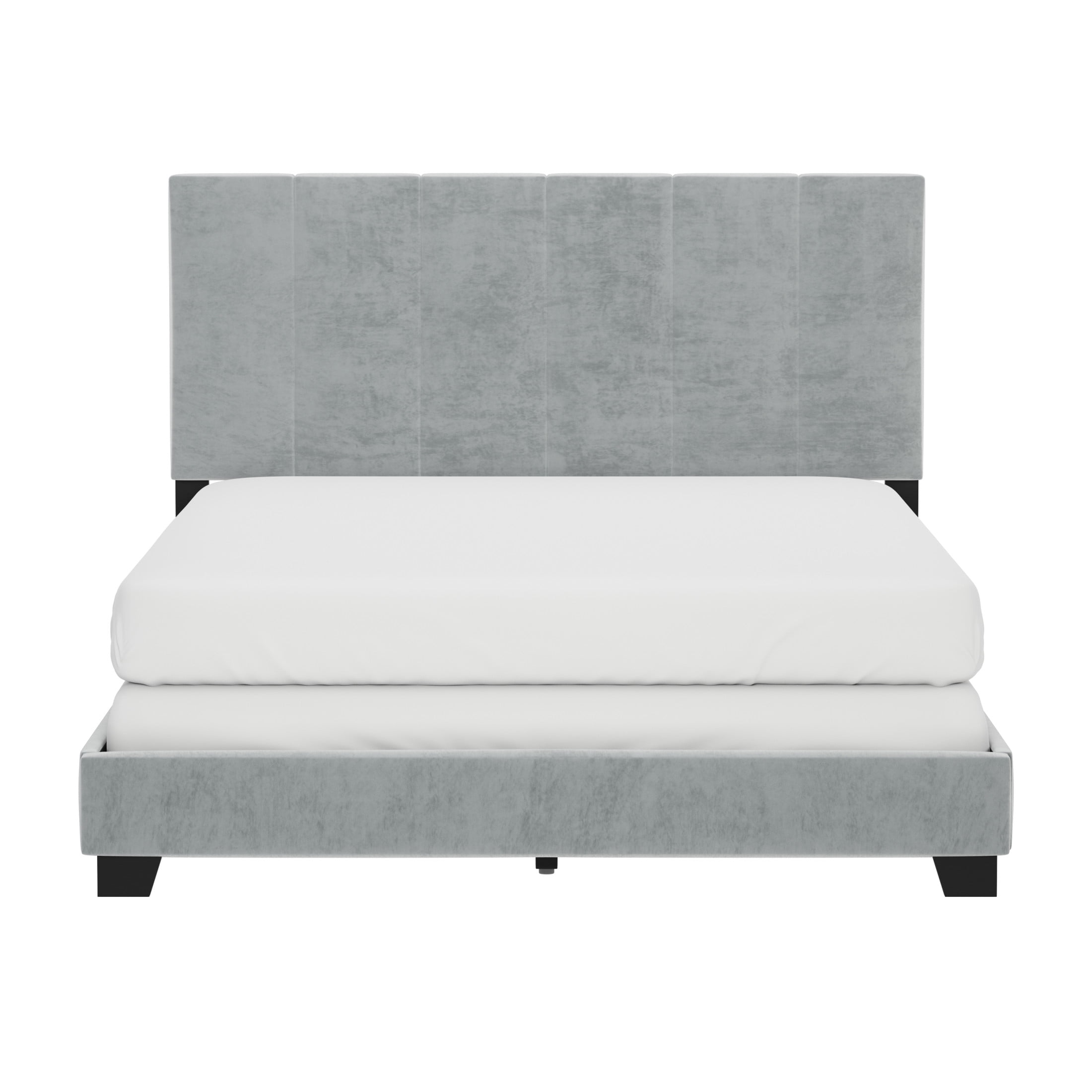 Reece Channel Stitched Upholstered Full Bed, Platinum, by Hillsdale Living Essentials