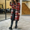 thumbnail image 4 of 2025 Women's Plus Size Long Flannel Plaid Shacket Jacket Oversized Button Down Coats Shirts with Pockets, 4 of 4