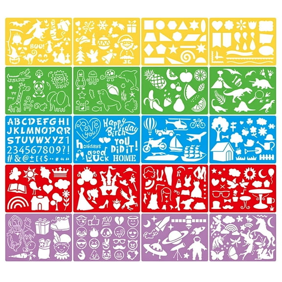 CCOCC 20Pcs Kids DIY Drawing Stencils Hollow Board Set Kids Plastic Painting Template
