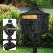Betisef Mailbox Cast Aluminum Black Mail Box Postal Box Security Heavy Duty New