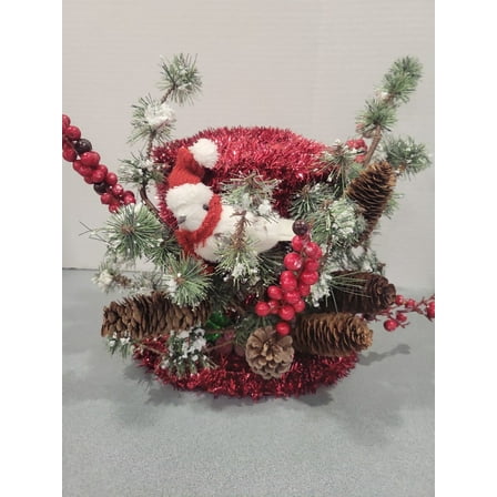 Top Hat Tree Topper Farmhouse Christmas Decoration with Elf Tabletop