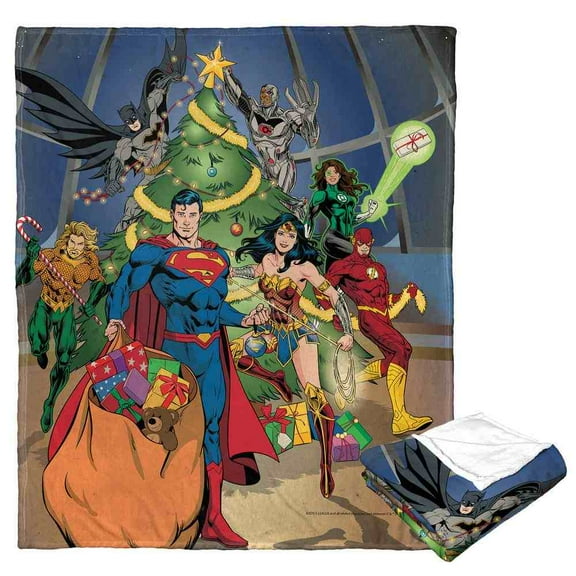 DC Comics Justice League Holiday Team Work Kids Silk Touch Throw Blanket
