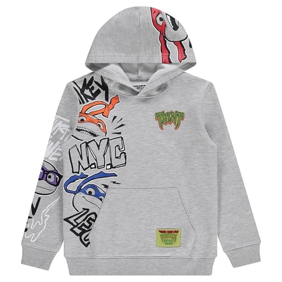 Teenage Mutant Ninja Turtles Boys Hoodie, Graphic TMNT Sweatshirt Light Grey - 14/16
