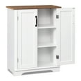 thumbnail image 2 of WAMPAT Bathroom Free Standing Cabinet with Doors, White Wood 31.5" Cupboard with Adjustable Storage Shelf, 3-tier Floor Cabinets for Living Room, Entryway, Study, 2 of 8