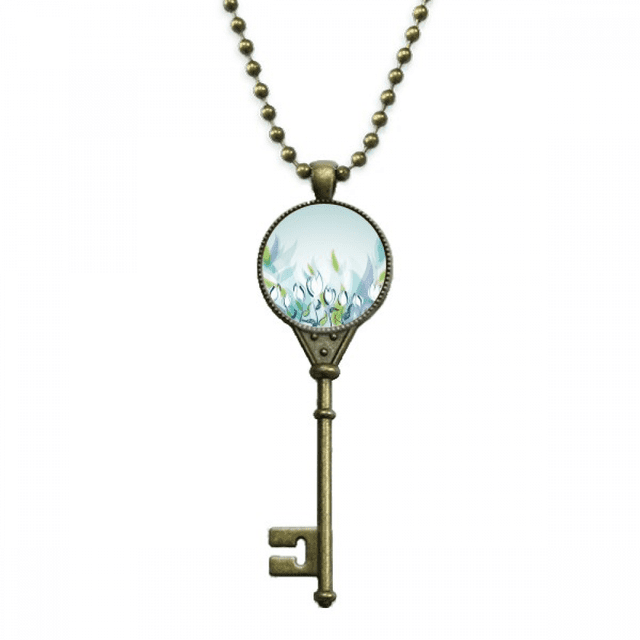 Pendentif Collier Fleur de Tulipe Peinte à la Main Plateau Orné Chaîne