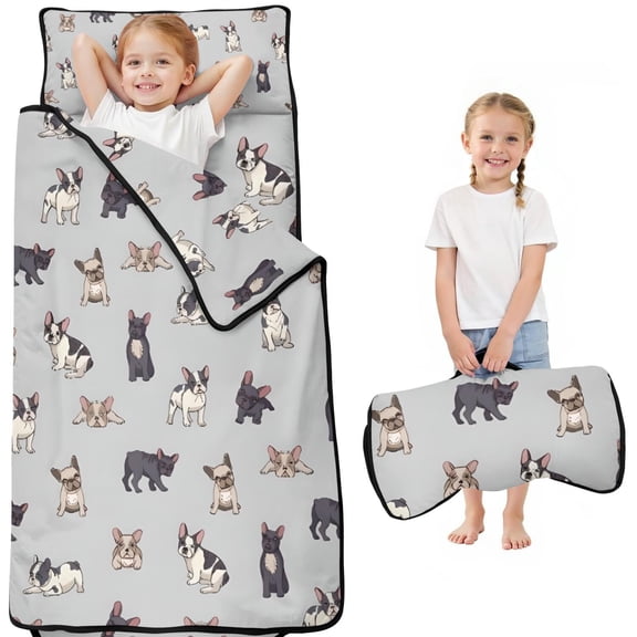 Boston Terrier Toddler Nap Mats for Kids Preschool,50"x20" Sleeping Mat Bag or Kids,Toddler Sleeping Bag,Toddler Nap Mat or Daycare