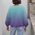thumbnail image 3 of Women's Gradient Color Sweatshirts Crew Neck Oversized Tops Long Sleeve Casual Sweatshirt Quilted Fashion Outerwear (2XL, Green), 3 of 5